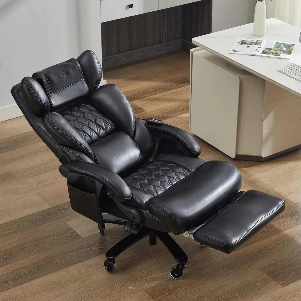 Sedia da ufficio ergonomica XXL - Zephmum- Massaggio, riscaldamento, poggiapiedi, regolabile