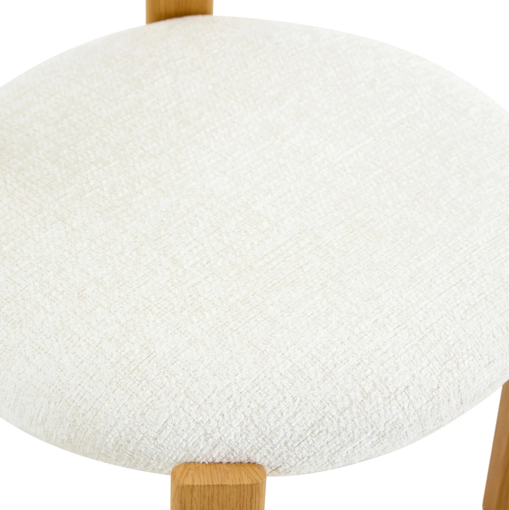 Sedia bianca in ciniglia con schienale ergonomico imbottito
