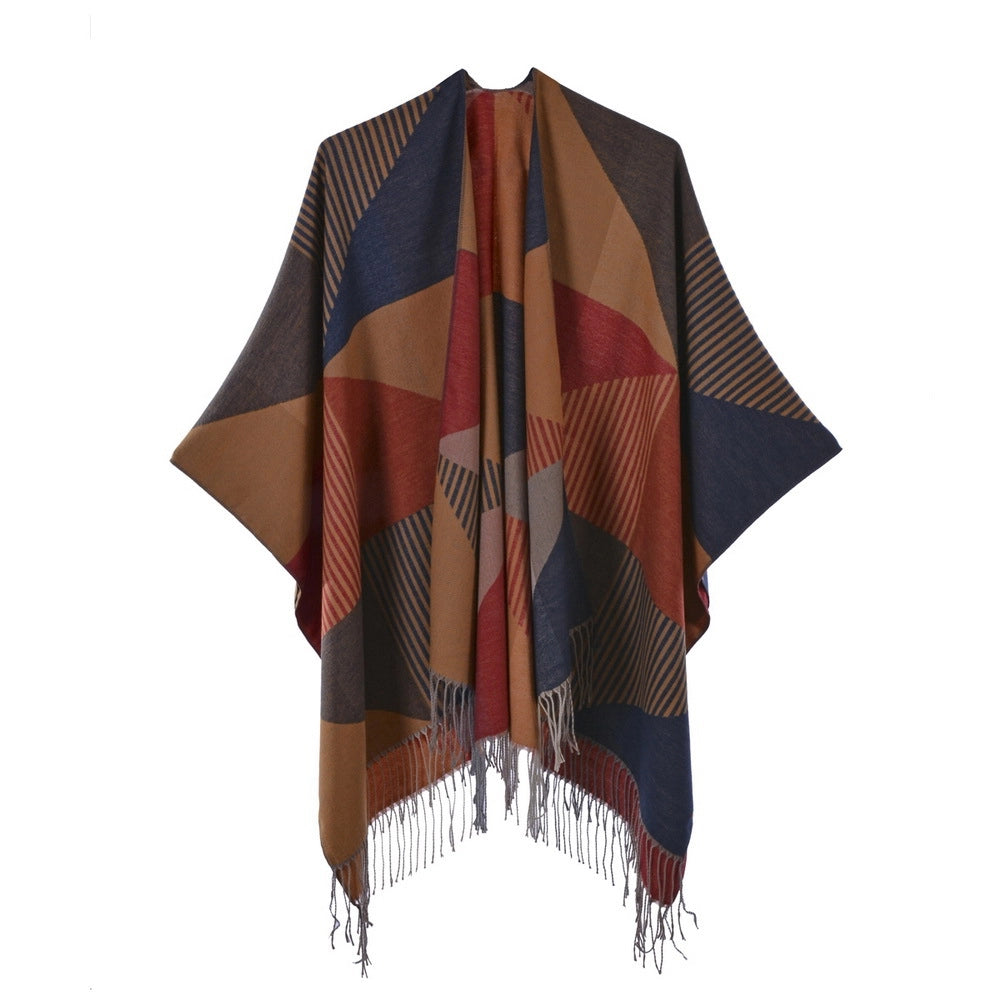 Sciarpa di nuovo stile, scialle, semplice nappa, spacco, calda cappa in cashmere