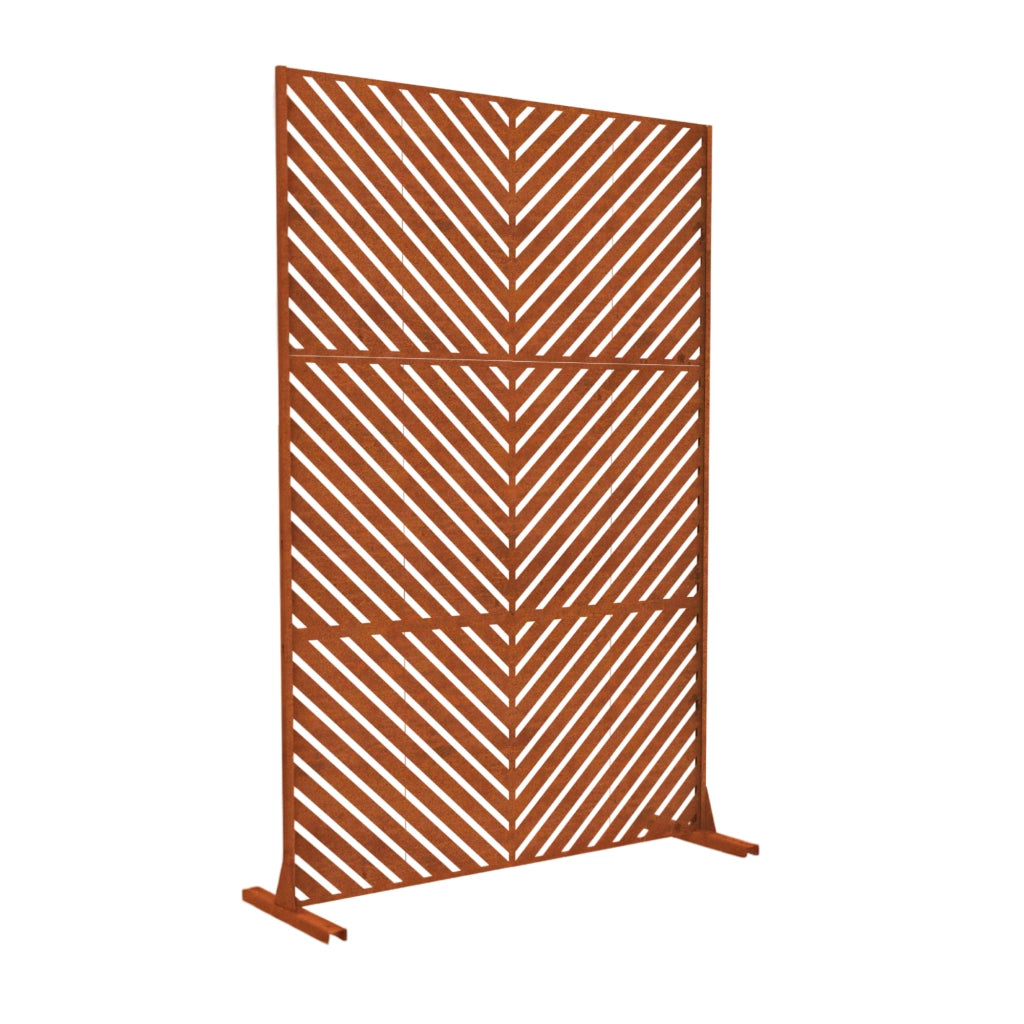 Pannello Divisorio Kekan con Struttura Decorativa in Acciaio Corten 180 x 120 cm - Marrone Ossidato casa.pro
