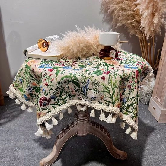 Tappeto da tavolo a forma rotonda in jacquard per tavoli rotondi e salontavoli (140*180cm) - verde
