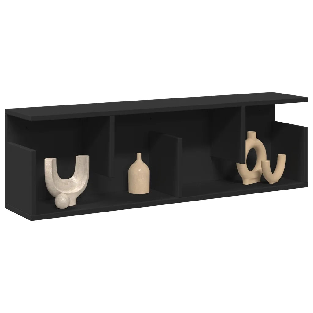 Armadietto a Muro | Mobile a Parete 100x20x30 cm Nero in Legno Multistrato