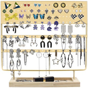 Supporto per orecchini in metallo per donna, contenitore per orecchini in metallo, display per orecchini in legno e metallo