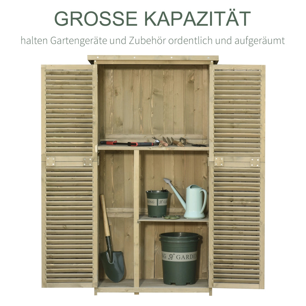 Armadio da giardino in legno con tetto asfalto e porta a lamelle ¨C zephmum ¨C grigio 87x46.5x160 cm