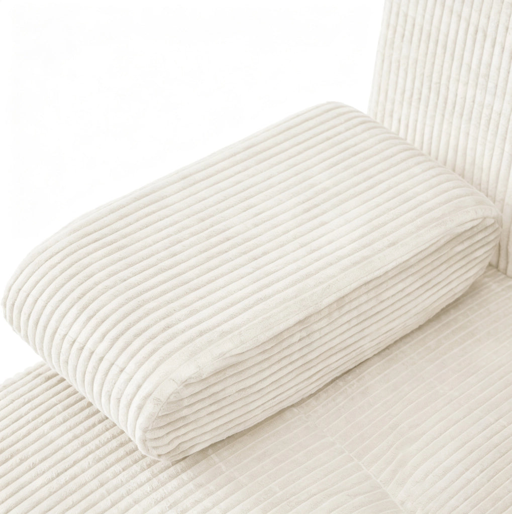 Divano modulare 4 posti in velluto a coste; 4 moduli; 311 x 90 x 65 cm; beige chiaro