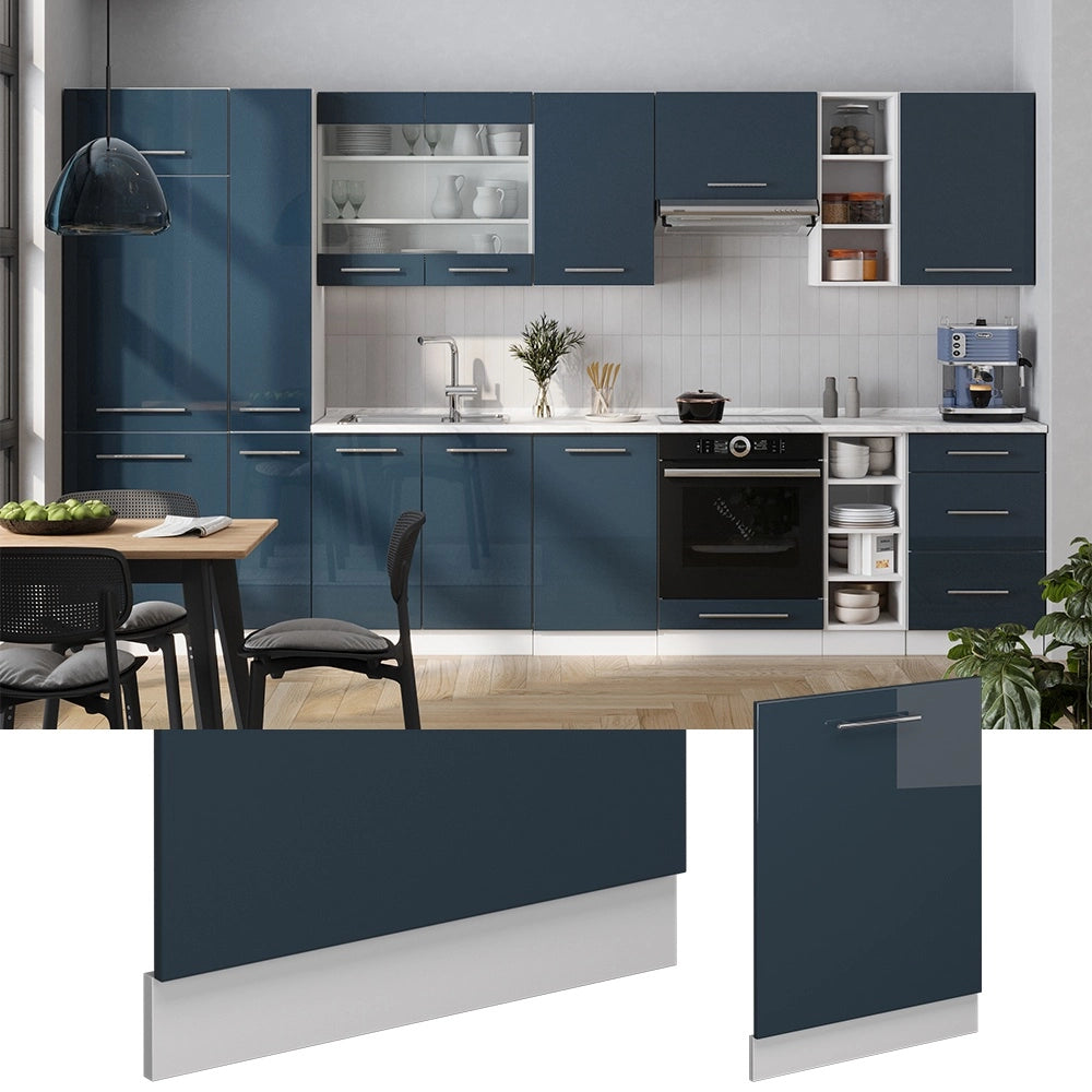 Pannello frontale della lavastoviglie Fame-Line Blu scuro lucido/Bianco 60 cm, PL Rovere Vicco