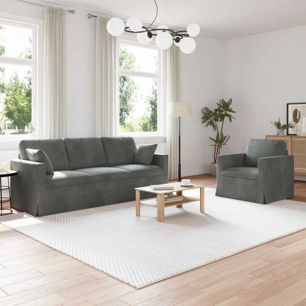 Set di divani 2 pcs Grigio scuro 198 x 78 x 80 cm Velluto