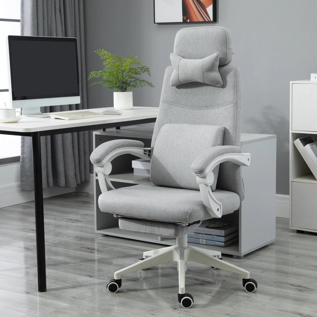 Sedia da ufficio ergonomica con supporto lombare e poggiatesta ¨C ZephMum ¨C Grigio 62x68x117-127 cm