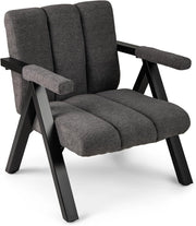 Poltrona da Salotto, Sedia Ergonomica con Struttura in Metallo, Braccioli e 4 Piedini Regolabili, Sofa Imbottita Relax Moderna per Soggiorno e Camera da Letto, Portata 150 kg (Grigio)