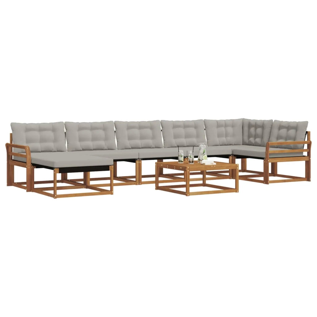 Set di divani da esterno 8 pcs Grigio Naturale e Chiaro