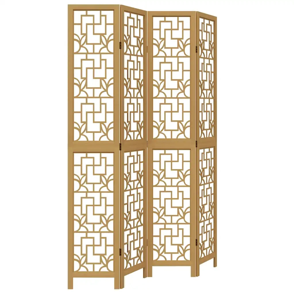Divisorio Ambienti | Divider per stanze | Paravento 4 Pannelli Marrone Legno Massello Paulownia