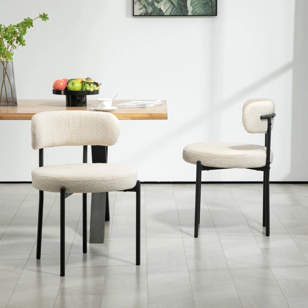 Set di 2 sedie da pranzo con schienale in tessuto e gambe in metallo ¨C zephmum ¨C beige nero 51x51x76 cm