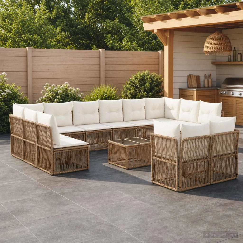 Set Divano da Giardino 13 pcs Beige polyrattan 3434403