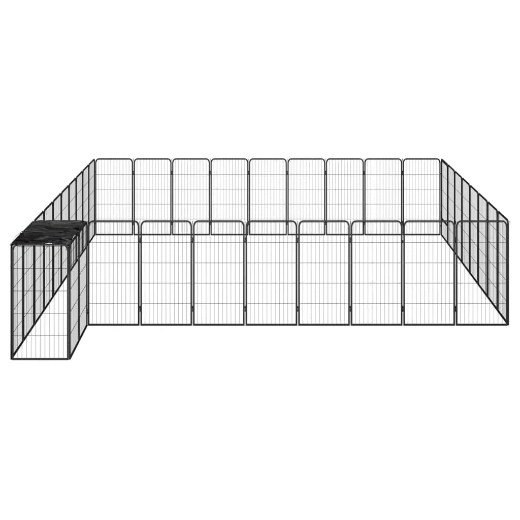 Recinto per cani 38 pannelli 50 x 100 cm acciaio verniciato a polvere nero 02_0043635
