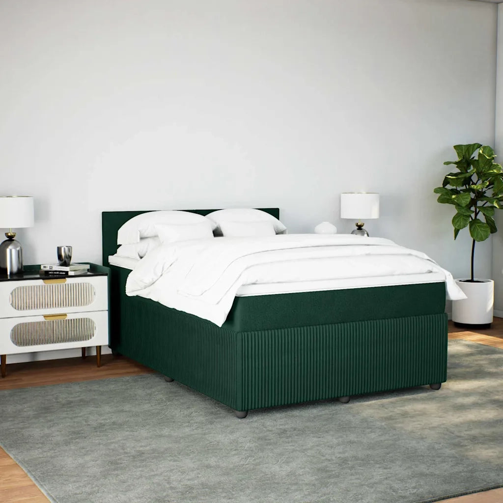 Giroletto a Molle con Materasso Verde Scuro 140x200 cm Velluto