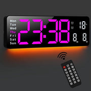Orologio digitale da parete da 16", 8 colori con luce notturna, orologio digitale LED con telecomando, funzione countdown, data e temperatura per sala da pranzo, ufficio, palestra