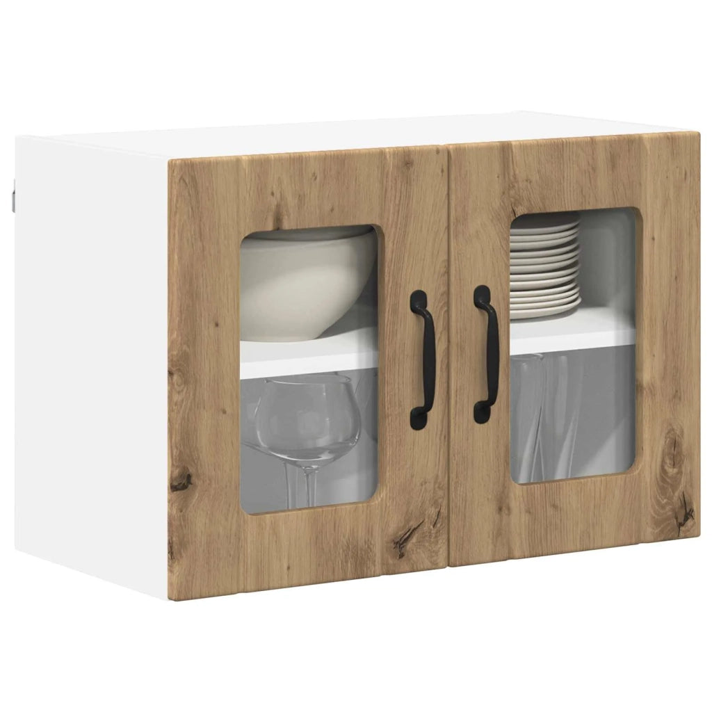 Pensile da cucina | Mobile in vetro da parete LUCCA 2 pz Rovere Artigianale
