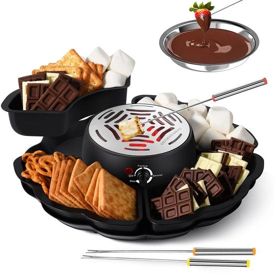 Impastatrice elettrica 2 in 1 con contenitore rimovibile - Crea marshmallow - 4 posizioni per le stecche - Stazione fissa per marshmallow - Fornello per cioccolato
