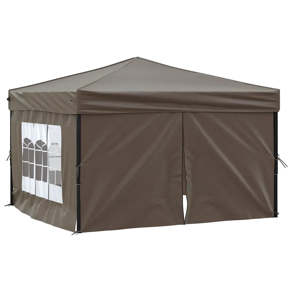 Tenda per Feste Pieghevole con Pareti Laterali Tortora 3x3 m