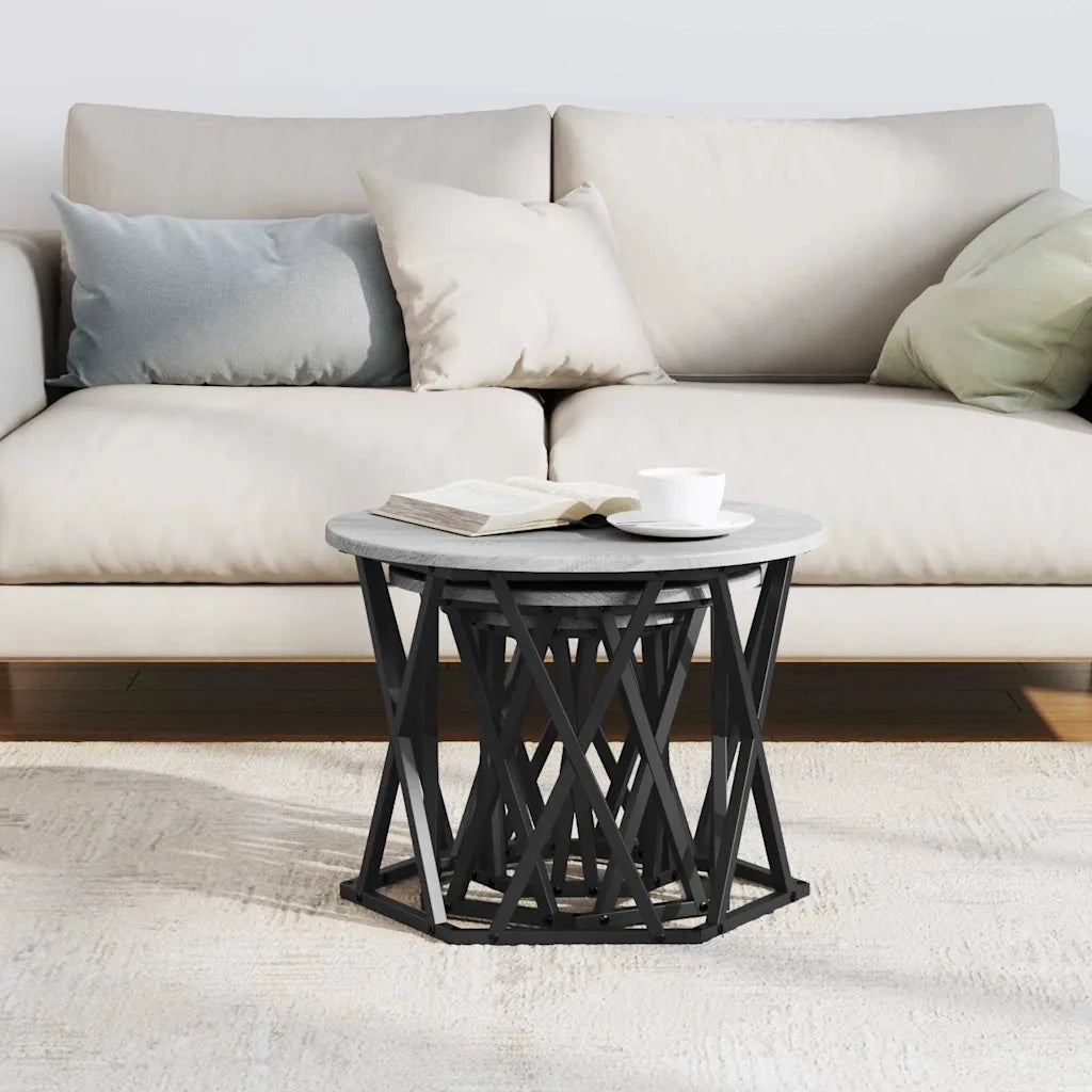 Tavolo Laterale Nesting 3 pcs Grigio Sonoma 868258