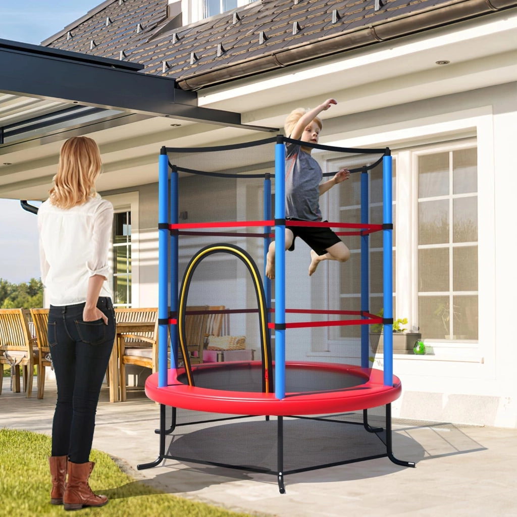Trampolino per Bambini 3-6 Anni, Tappeto Elastico Bambini con Rete di Sicurezza e Chiusura a Cerniera, Saltarello da Esterno in Acciaio Zincato, Portato 135 kg, 165x165x161 cm
