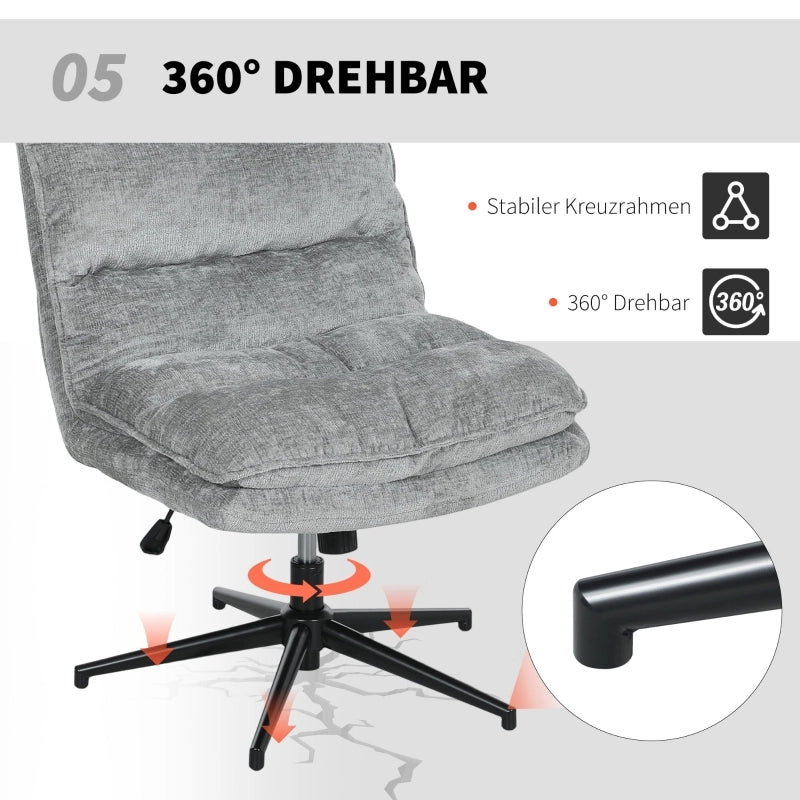 Chaise de bureau girevole senza braccioli con altezza regolabile e funzione oscillante in poliestere grigio