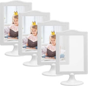 Set di supporti per foto a doppia faccia, 4 pezzi, 10x15 cm, set di supporti per tavolo verticale, ogni supporto tiene 2 foto, tappetino per tavolo.