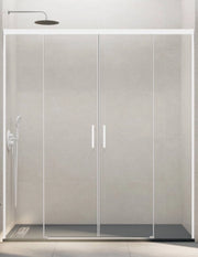 Porta doccia scorrevole 2+2 THALASSA (BASIC) 140 cm Profilo Bianco vetro trasparente