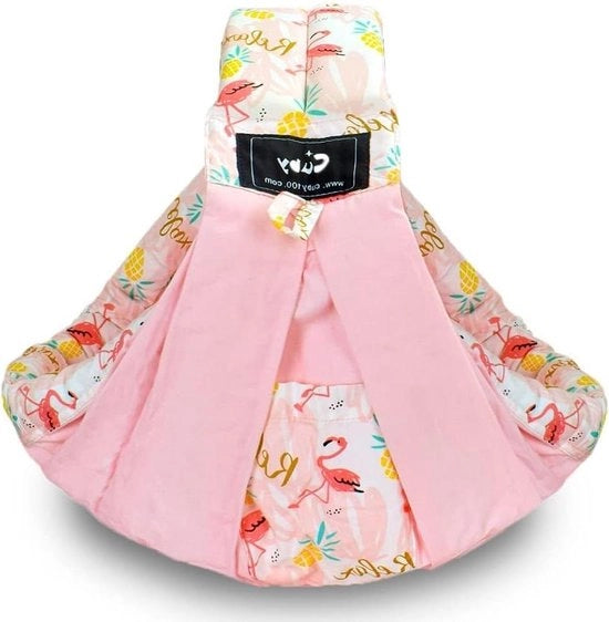 Draagzak permutabile per neonati bambini fino a 15 kg - portabambini ergonomico comodo e leggero - rosa flamingo - opzione di trasporto senza mani