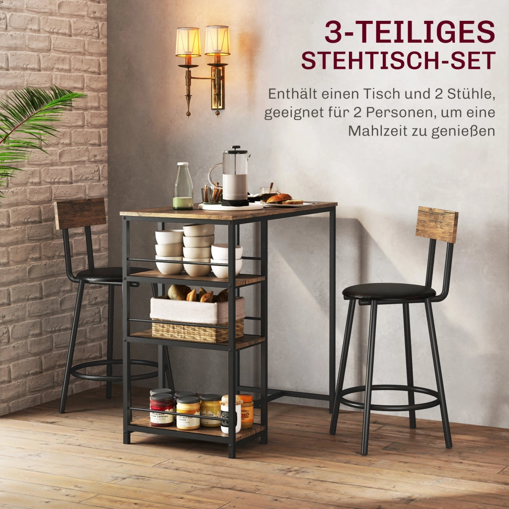 Tavolo da pranzo con 2 sedie ¨C zephmum ¨C MDF e metallo, nero, 90x200