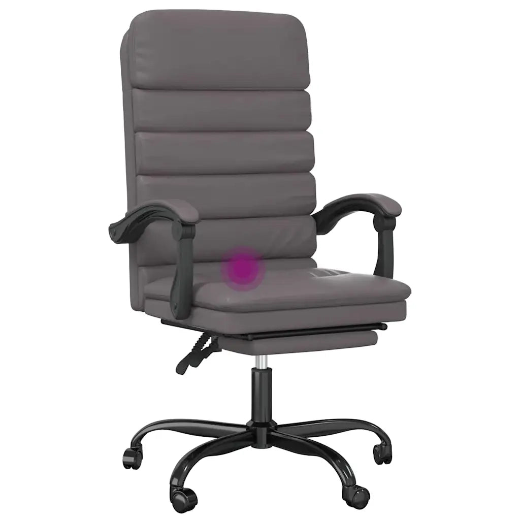 Sedia per studi-Poltrona da Ufficio Massaggiante Reclinabile Grigio Similpelle 695460