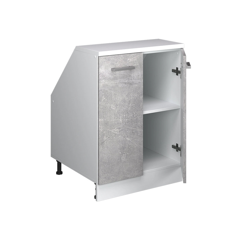 Mobile sottotetto Rion Calcestruzzo/Bianco 60 x 83.8 cm con 2 porte, carcassa 60 cm profondità Vicco