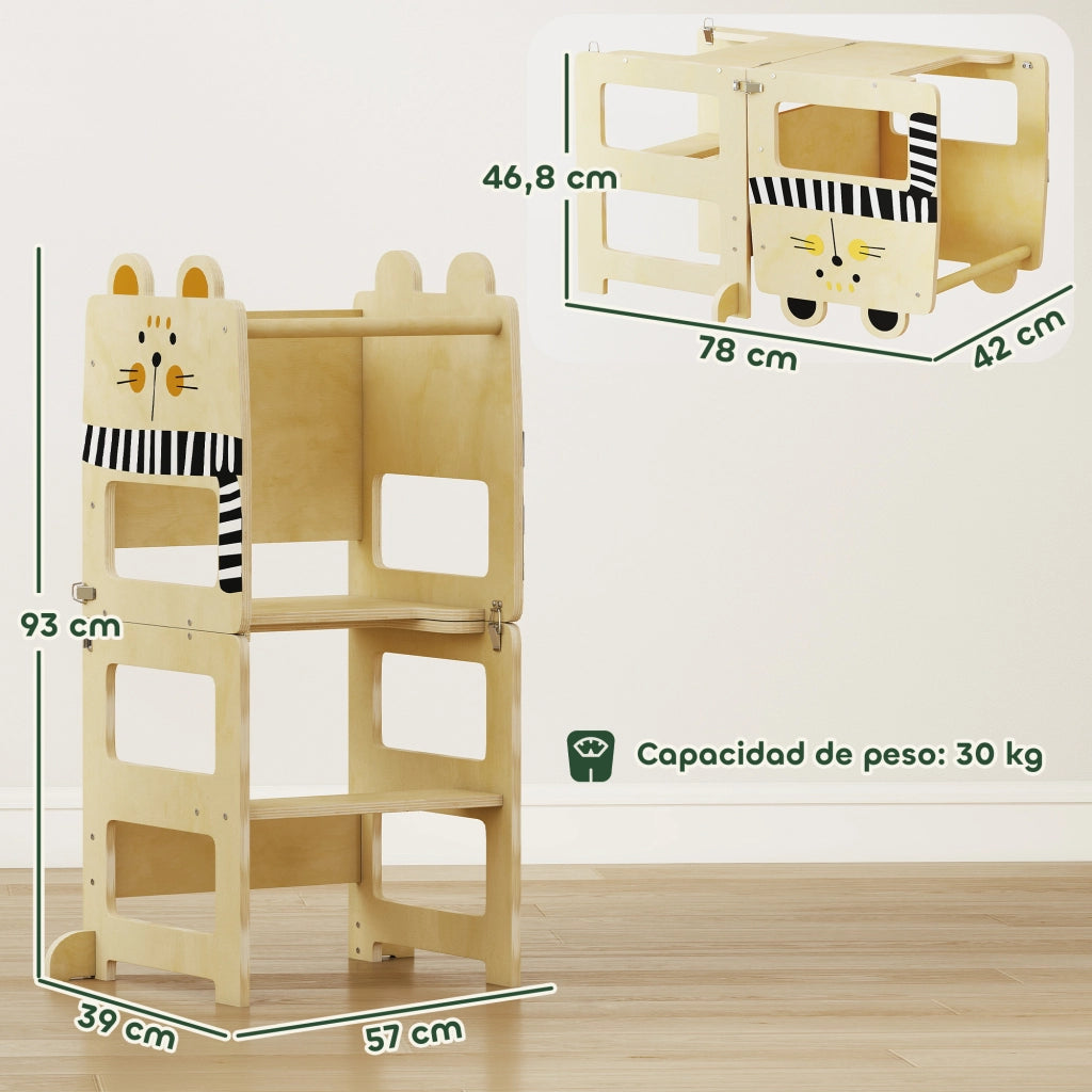 Scala di apprendimento 3 in 1 pieghevole ¨C zephmum ¨C bianco naturale 90x40x90