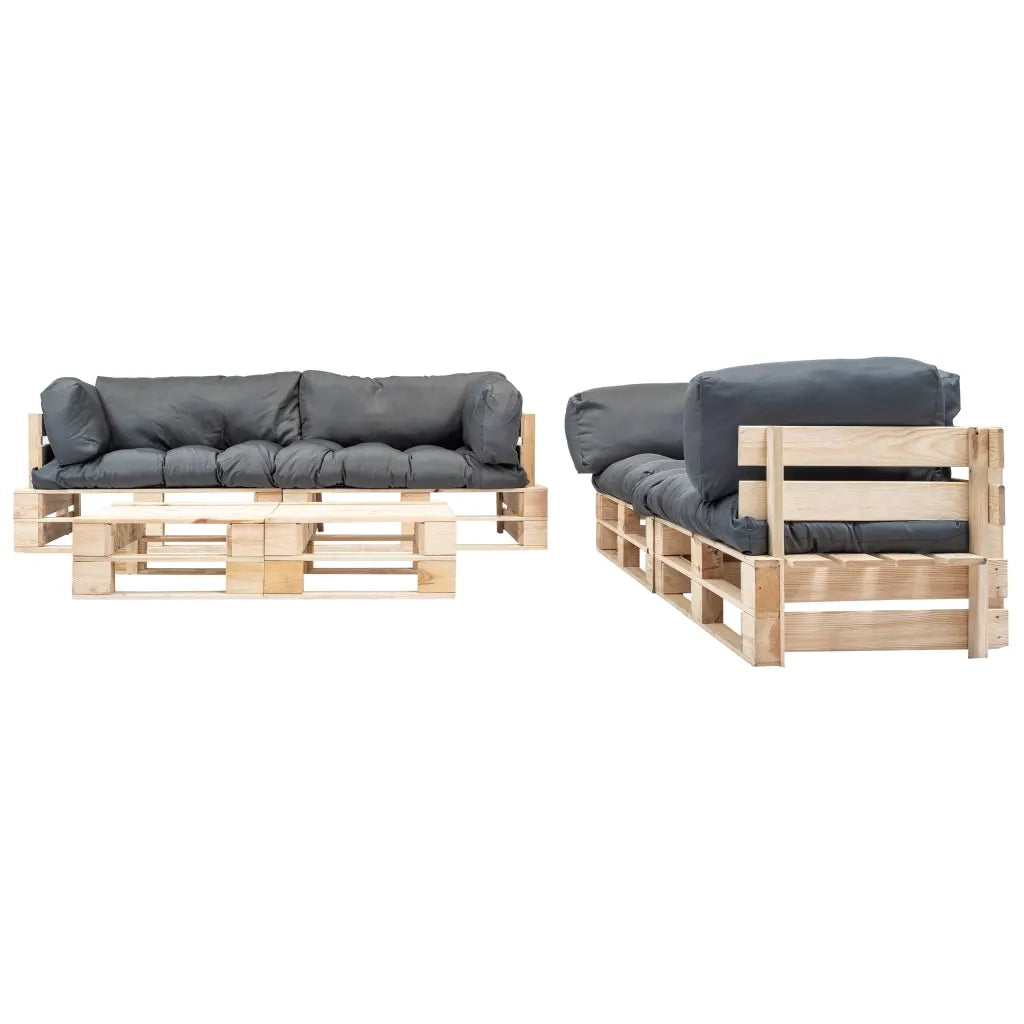 Set Divani da Giardino Pallet 6 pz con Cuscini Grigi in Legnocod mxl 95334