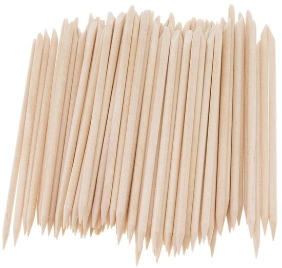 Set di punteruoli in legno da 100 pezzi - 11 x 0,38 cm - Doppia faccia - Leggero - Utilizzo comodo - Manicure a punteruoli