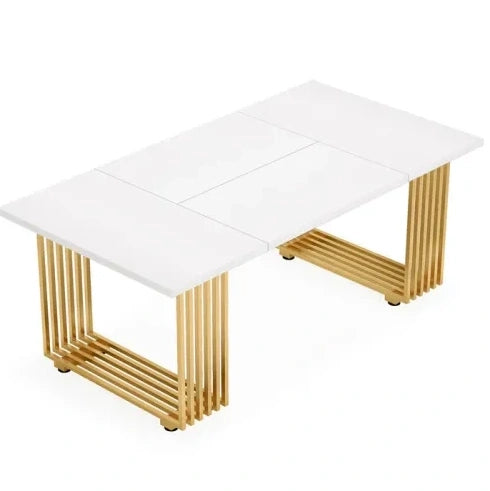 Scrivania moderna bianca e oro 180 x 79 x 78 cm