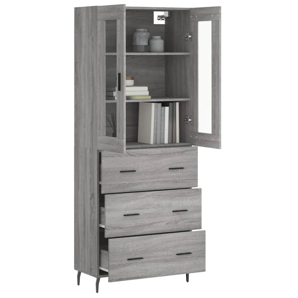 Credenza-Buffet-Armadio da cucina Grigio Sonoma 69,5x34x180 cm in Legno Multistrato 698979