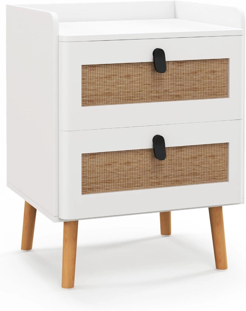 Comodino Camera da Letto con 2/3 Cassetti, Comodino Piccolo in Legno, Tavolino Lato Moderno per Soggiorno, Bianco, 45 x 40 x 57 cm (L x P x A)