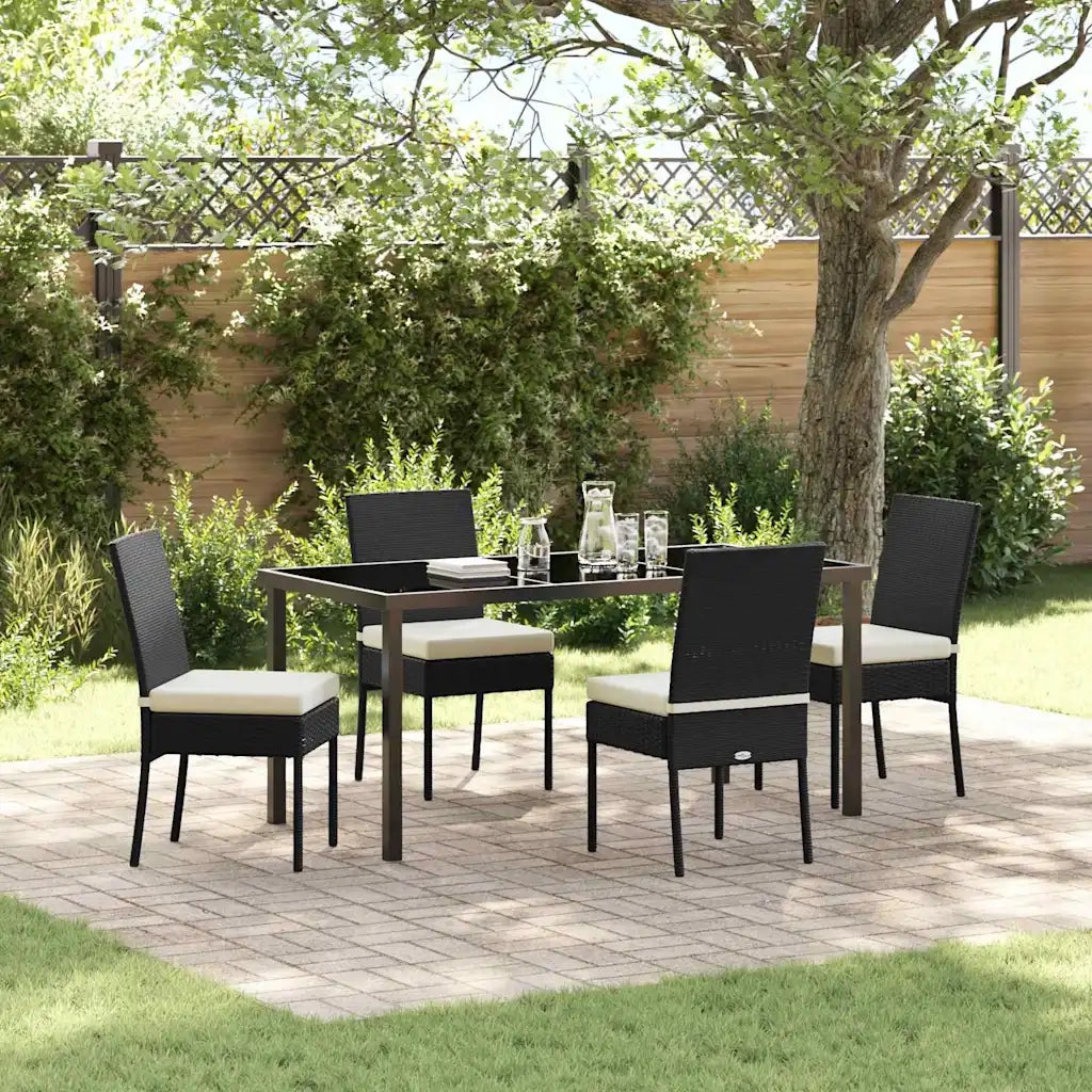 Set da Pranzo per Giardino 5 pcs Nero
