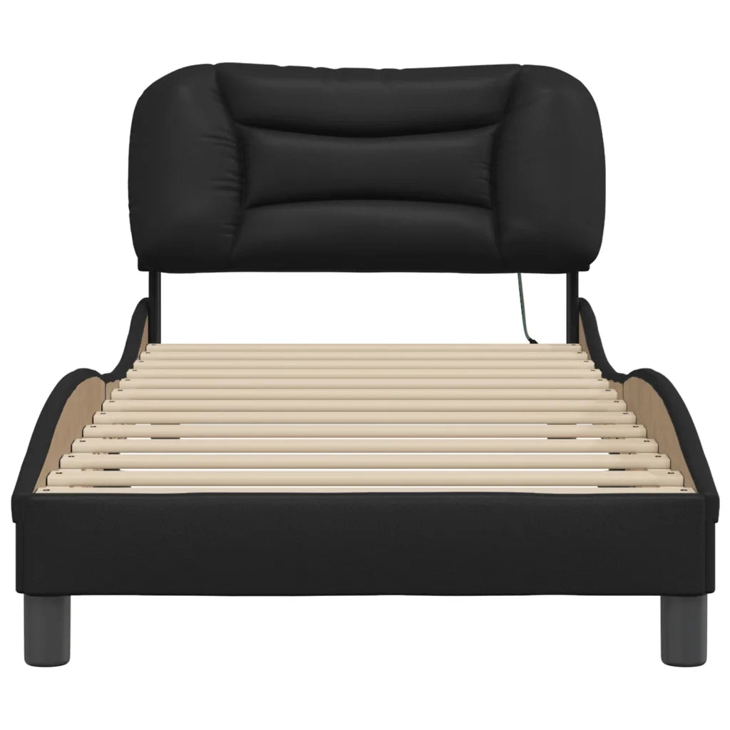 Giroletto con LED senza Materasso-Struttura Letto Hvar Nero 90x190 cm