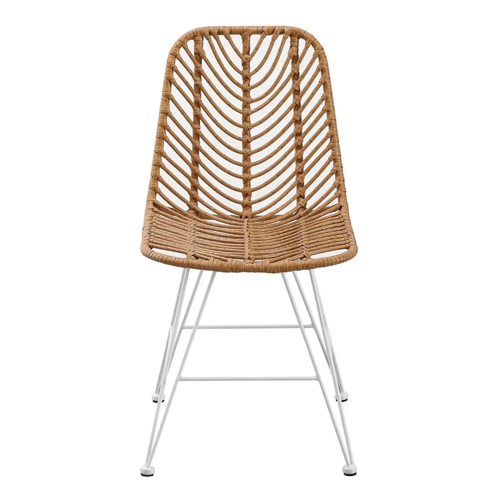 LÚZETE - SEDIA DA GIARDINO IN RATTAN SINTETICO GAMBE BIANCHE VOLCANO