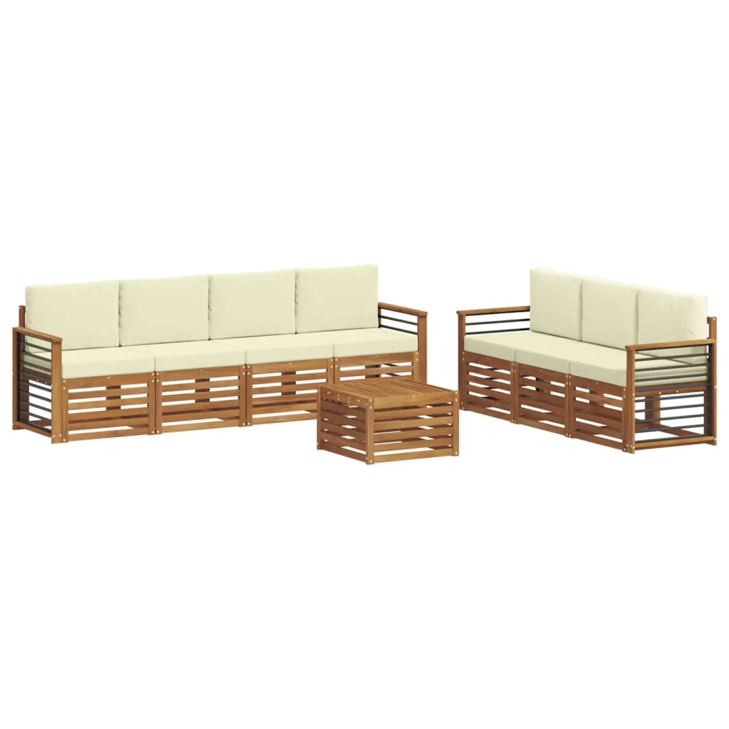 Set divani 8 pcs Naturale e Crema Legno di Acacia Massello 3374500