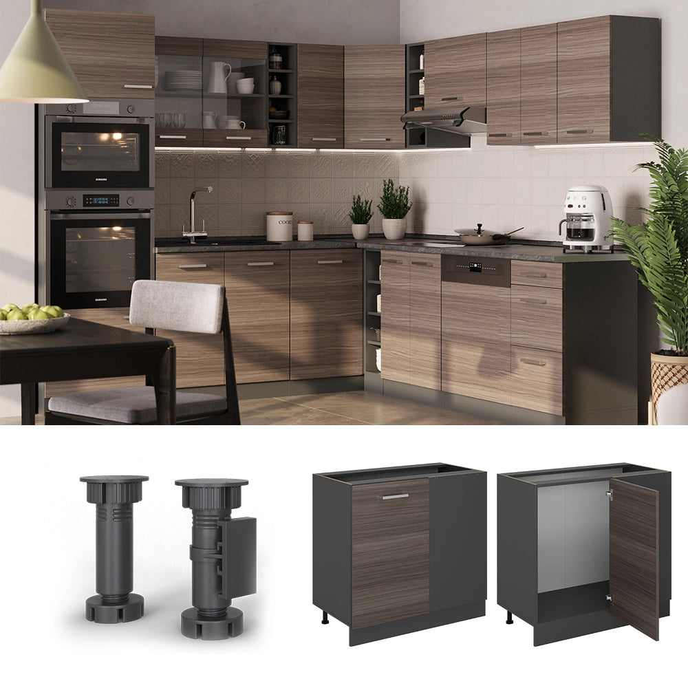 Vicco Mobile ad angolo cucina Grigio nobile 86 cm , PL Rovere