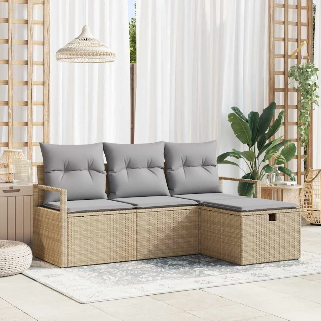 vidaXL Set Divano da Giardino con cuscino 4 pcs beige e grigio chiaro