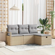 vidaXL Set Divano da Giardino con cuscino 4 pcs beige e grigio chiaro