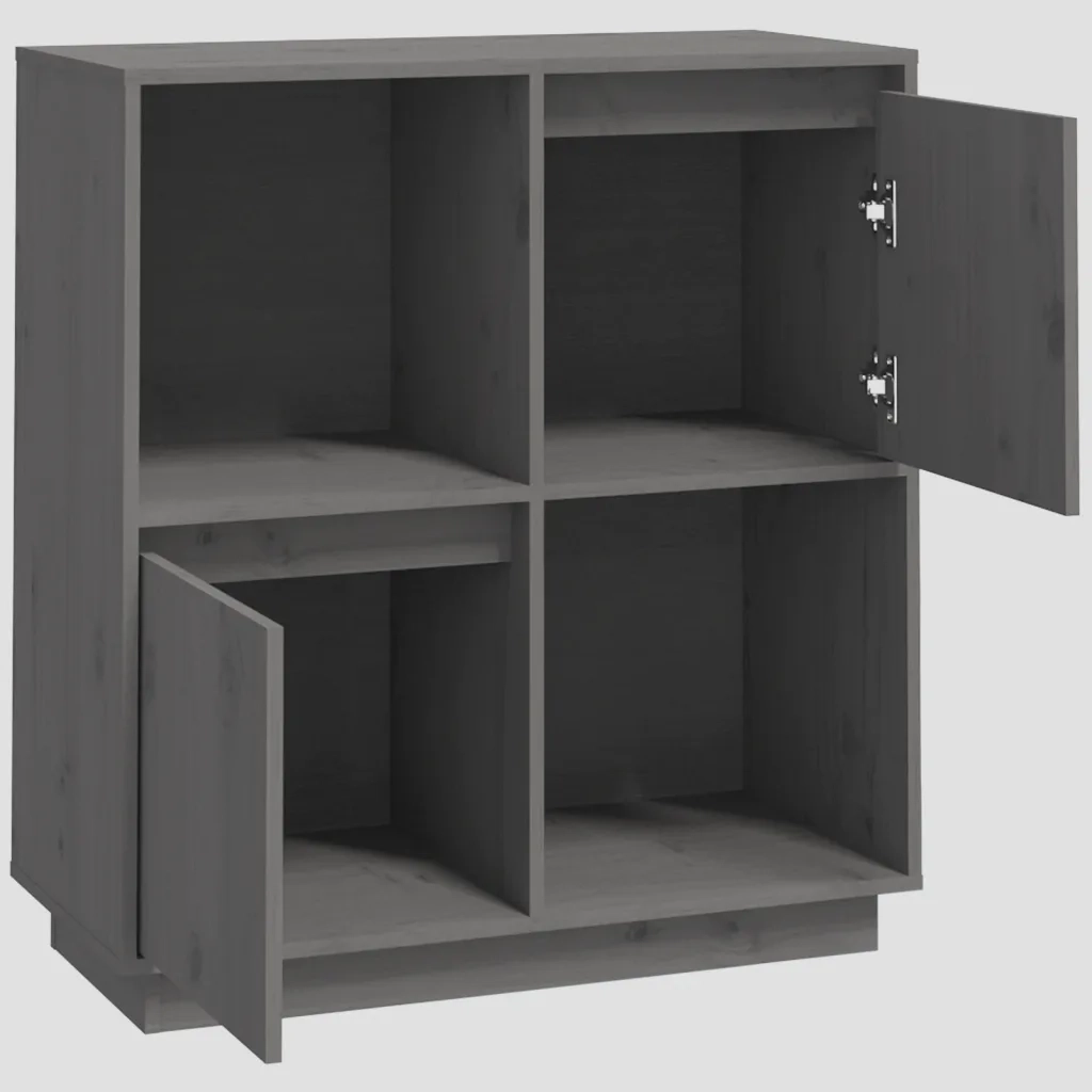 Credenza Grigia 74x35x80 cm in Legno Massello di Pino 814351