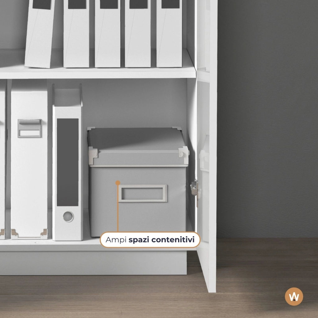 WHOUS Armadio multiuso Easy a 2 ante bianco lucido 79,20x38x86 cm