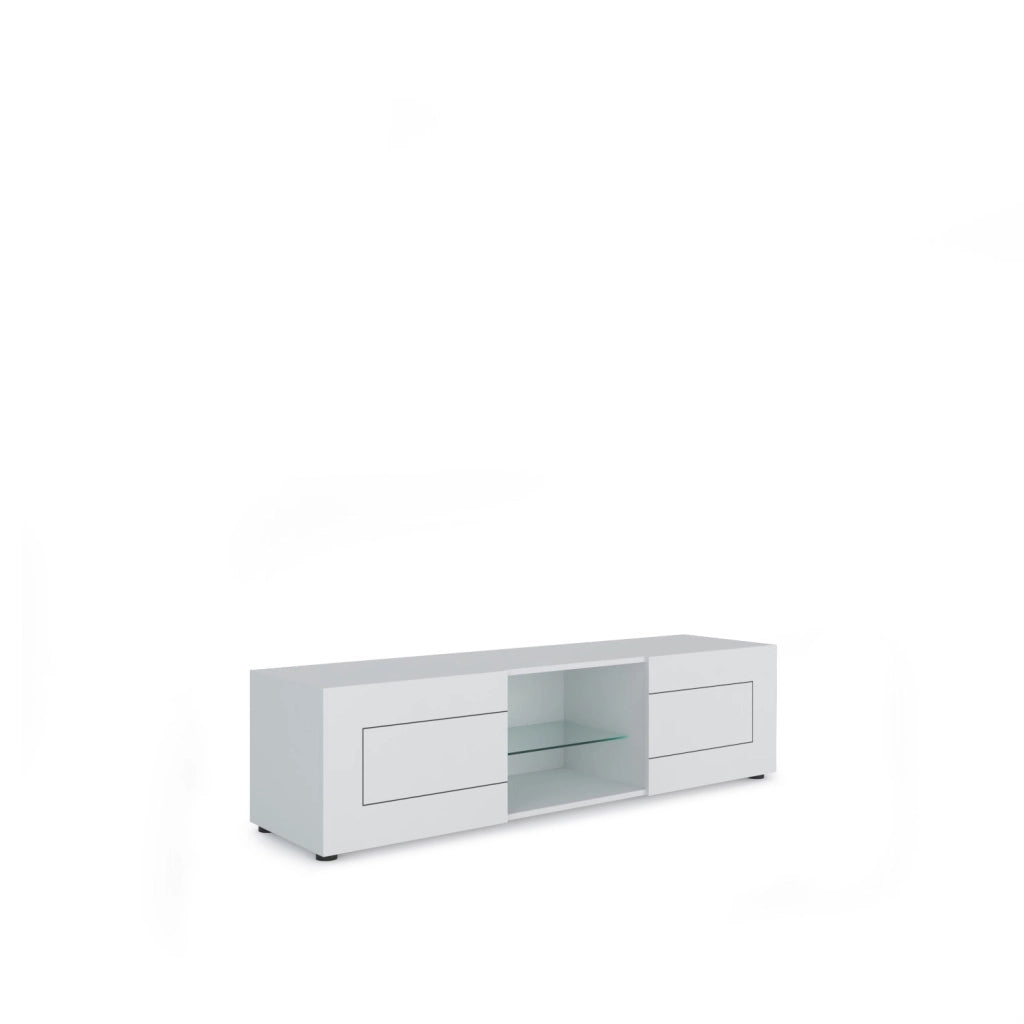 Mobile Tv 2 Ante Con Vano A Giorno 150x40x40 cm Elios Bianco Lucido