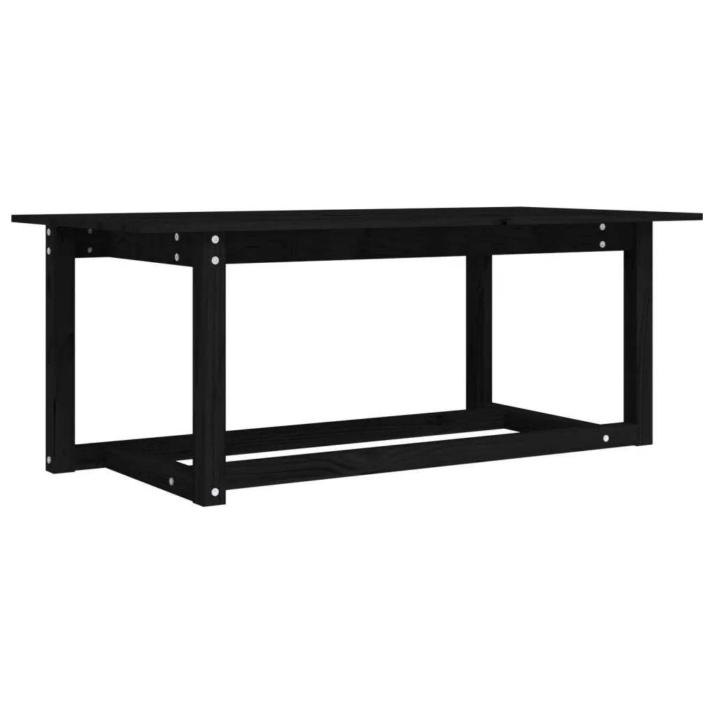 Tavolino da Salotto Nero 110x55x45 cm Legno Massello di Pino 822171