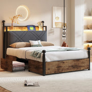 Letto singolo a baldacchino ULEVR 90x190 cm con LED, prese USB e Type-C, 2 cesti laterali